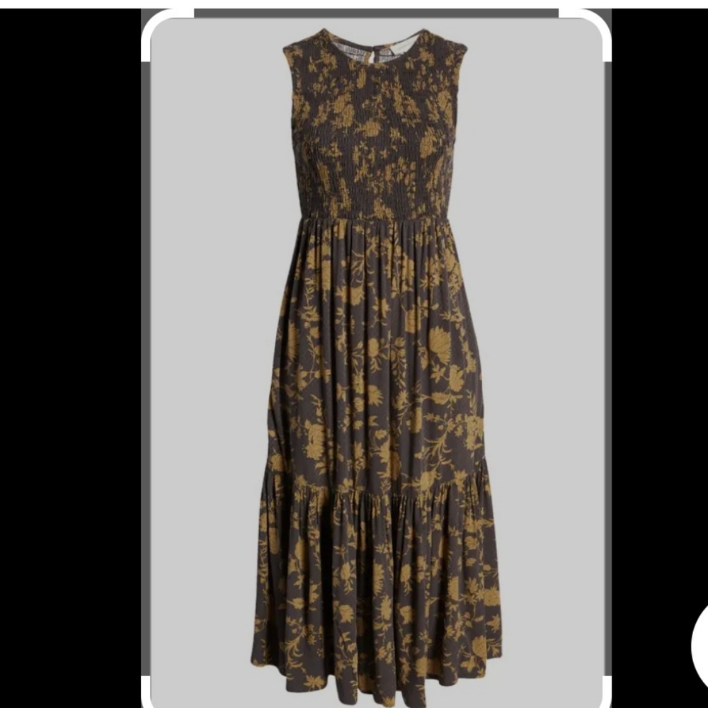 Treasure & Bond Floral Maxi Dress - Brown and Gold